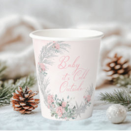 Baby its cold outside Pink Silver Baby Shower 紙コップ