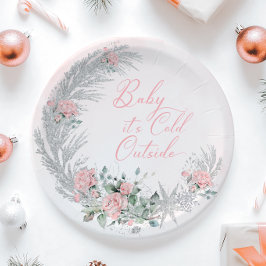Baby its cold outside Pink Winter  ペーパープレート