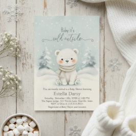 Baby It's Cold Outside Polar Bear Baby Shower  招待状