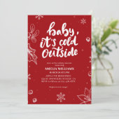 Baby its cold outside red winter baby shower 招待状 (スタンド正面)