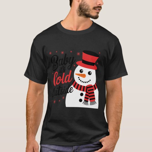 Baby It's Cold Outside Retro Christmas Long Sleeve Tシャツ (正面)