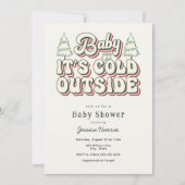 Baby It's Cold Outside Retro Winter Baby Shower 招待状 (正面)