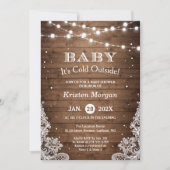 Baby Its Cold Outside Rustic Winter Baby Shower 招待状 (正面)