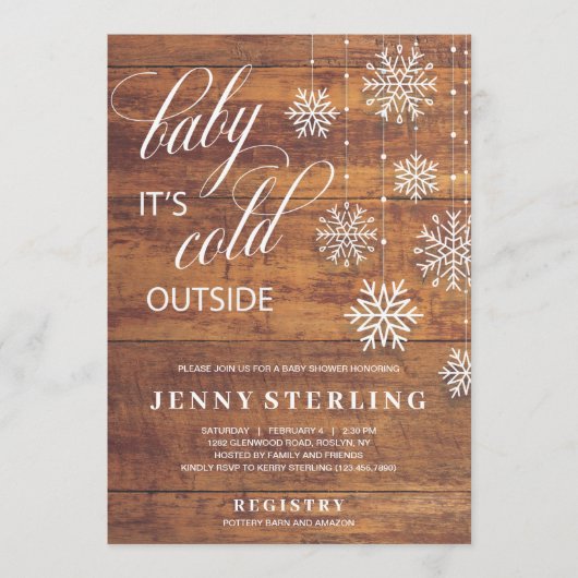 Baby It's Cold Outside Rustic Wood Winter Baby (正面)