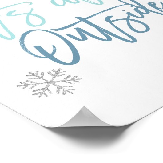 Baby It's Cold Outside | Silver Glitter Blue ポスター (角)