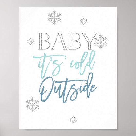 Baby It's Cold Outside | Silver Glitter Blue ポスター (正面)