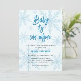 Baby Its Cold Outside Snowflakes Boy Baby Shower 招待状