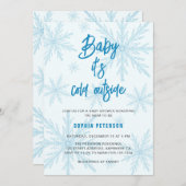 Baby Its Cold Outside Snowflakes Boy Baby Shower 招待状 (正面/裏面)