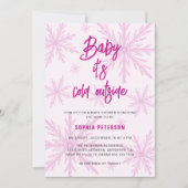 Baby Its Cold Outside Snowflakes Girl Baby Shower 招待状 (正面)