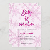 Baby Its Cold Outside Snowflakes Girl Baby Shower 招待状 (正面/裏面)