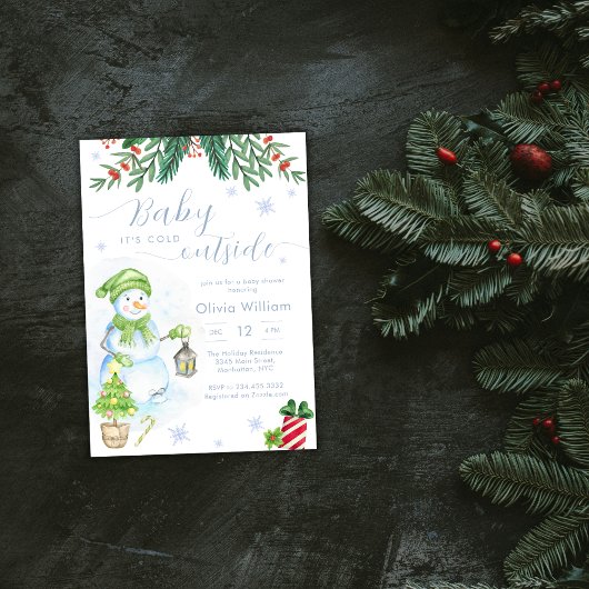 Baby It's Cold Outside Snowman Baby Shower 招待状