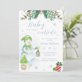 Baby It's Cold Outside Snowman Baby Shower 招待状 (スタンド正面)
