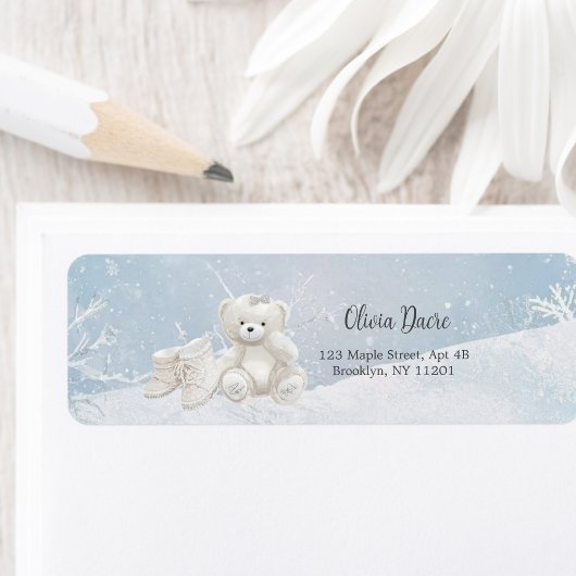 Baby, It's Cold Outside Teddy Bear Return Address  ラベル