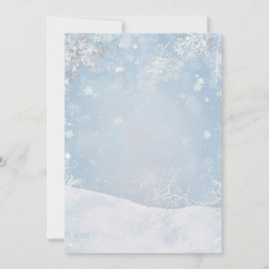 Baby, It's Cold Outside Teddy Bear snowflakes  招待状 (裏面)