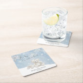 Baby, It's Cold Outside Teddy Bear Winter Accent スクエアペーパーコースター (インサイチュ)