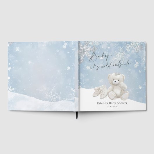 Baby, It's Cold Outside Teddy Bear Winter Keepsake ゲストブック (全面)