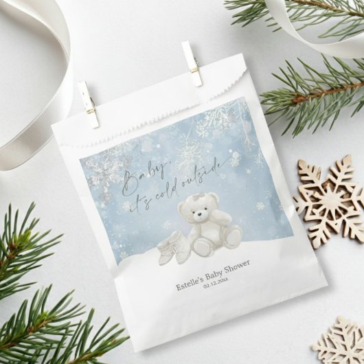 Baby, It's Cold Outside Teddy Bear Winter Keepsake フェイバーバッグ