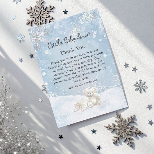 Baby, It's Cold Outside Teddy Bear Winter Thanks サンキューカード