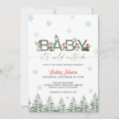 Baby It's Cold Outside Winter Animal Baby Shower 招待状 (正面)