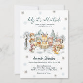 Baby It's Cold Outside Winter Animals Baby Shower 招待状 (正面)