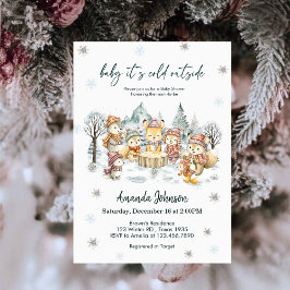 Baby It's Cold Outside Winter Animals Baby Shower 招待状