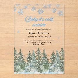 Baby It's Cold Outside Winter Baby Shower アクリル招待状