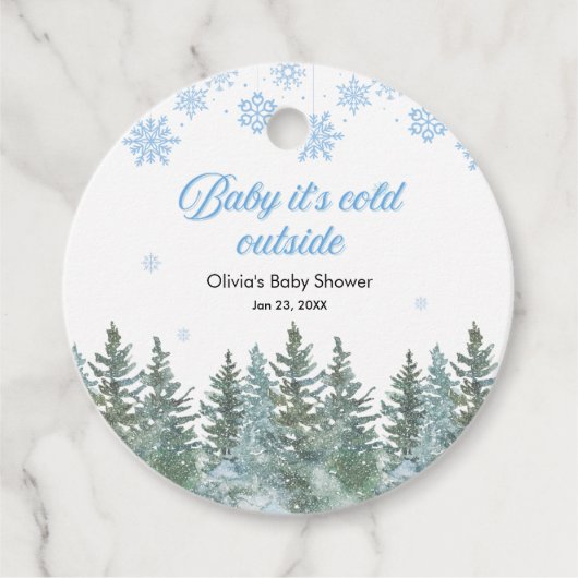 Baby It's Cold Outside Winter Baby Shower フェイバータグ (正面)