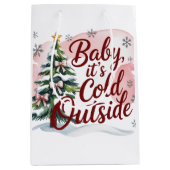 Baby, It's Cold Outside Winter Baby Shower ミディアムペーパーバッグ (正面)