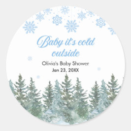 Baby It's Cold Outside Winter Baby Shower ラウンドシール