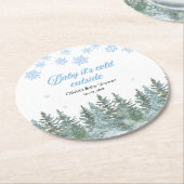 Baby It's Cold Outside Winter Baby Shower ラウンドペーパーコースター (アングル)