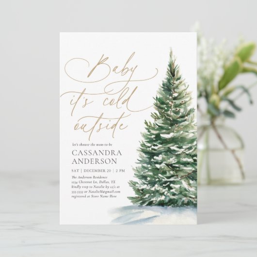 Baby It's Cold Outside Winter Baby Shower 招待状 (スタンド正面)