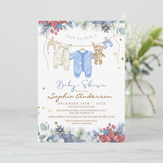 Baby Its Cold Outside Winter Baby Shower 招待状 (スタンド正面)