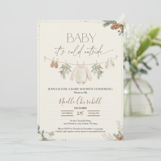 Baby It's Cold Outside Winter Baby Shower  招待状 (スタンド正面)