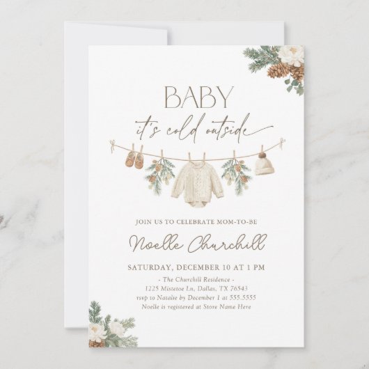 Baby It's Cold Outside Winter Baby Shower 招待状 (正面)