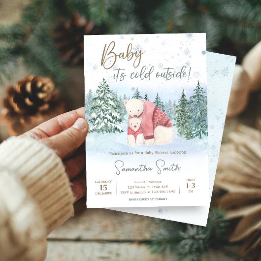 Baby It's Cold Outside Winter Baby Shower 招待状