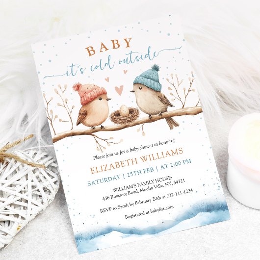 Baby it's cold outside, Winter Baby Shower Invitat 招待状