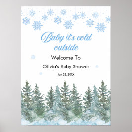 Baby It's Cold Outside Winter Baby Shower Welcome  ポスター