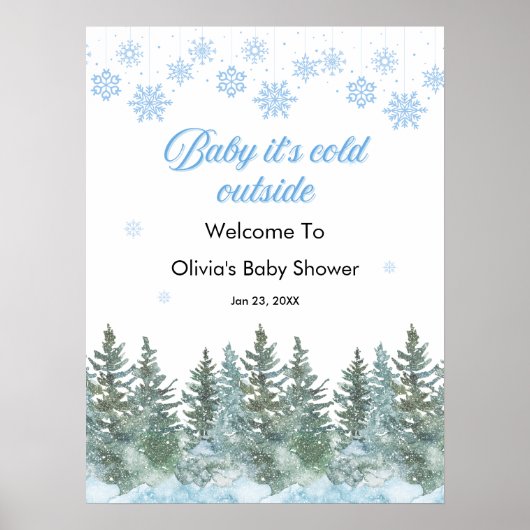 Baby It's Cold Outside Winter Baby Shower Welcome  ポスター (正面)