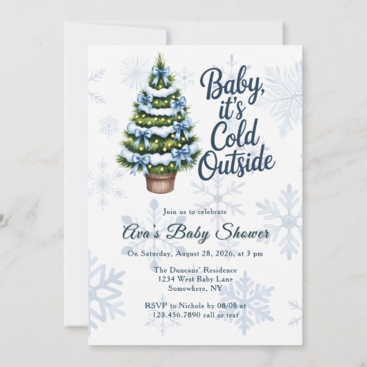 Baby, It's Cold Outside Winter Boy Baby Shower  招待状 (正面)