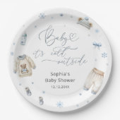 Baby Its Cold Outside Winter Clothes Baby Shower  ペーパープレート (正面)
