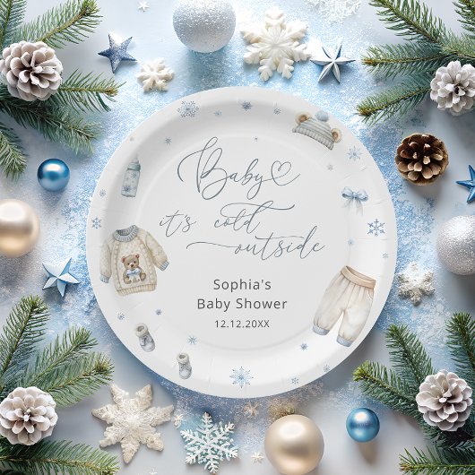 Baby Its Cold Outside Winter Clothes Baby Shower  ペーパープレート