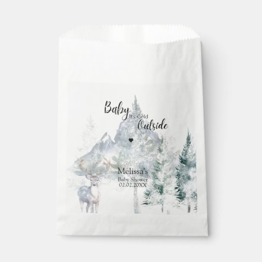 Baby Its Cold Outside Winter Evergreen Baby Shower フェイバーバッグ (正面)