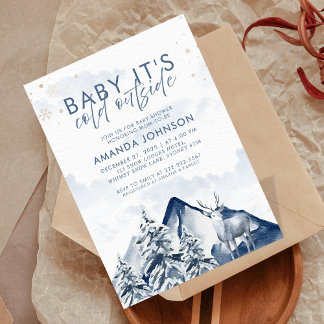 Baby Its Cold Outside Winter Evergreen Baby Shower 招待状