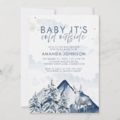 Baby Its Cold Outside Winter Evergreen Baby Shower 招待状 (正面)