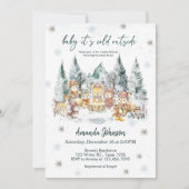 Baby It's Cold Outside Winter Forest Baby Shower 招待状 (正面)