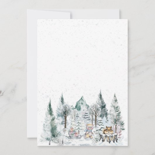 Baby It's Cold Outside Winter Forest Baby Shower 招待状 (裏面)