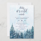 Baby Its Cold Outside Winter Forest Baby Shower 招待状 (正面)