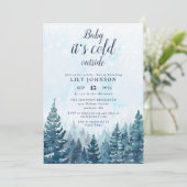 Baby Its Cold Outside Winter Forest Baby Shower 招待状 (スタンド正面)