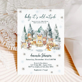 Baby It's Cold Outside Winter Forest Baby Shower 招待状