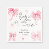 Baby Its Cold Outside Winter Pink Bow Baby Shower スタンダードカクテルナプキン (正面)